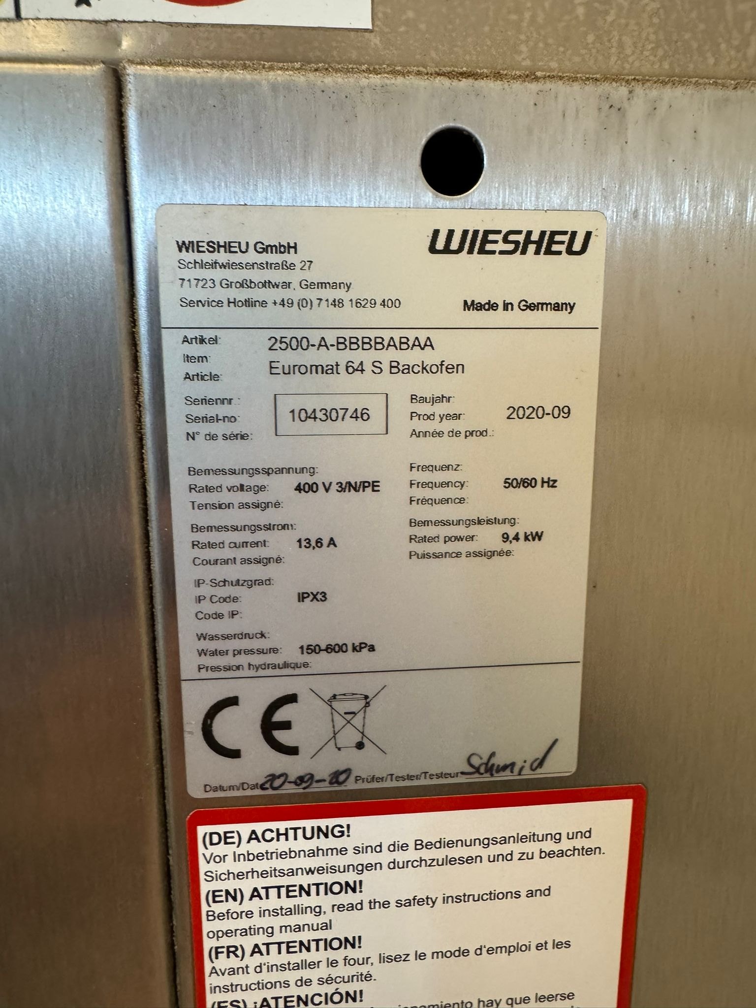 WIESHEU EUROMAT S BROODOVEN 5 PLAATS (6/6)